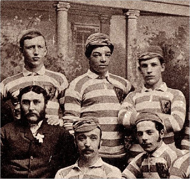 Andrew Watson (top centre) with the Scottish team that played England at Hampden Park